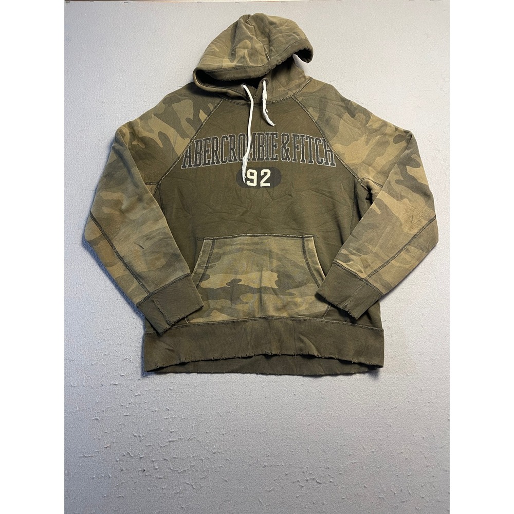 Abercrombie & Fitch Hoodie Cotton Blend Camo Green Medium Mens